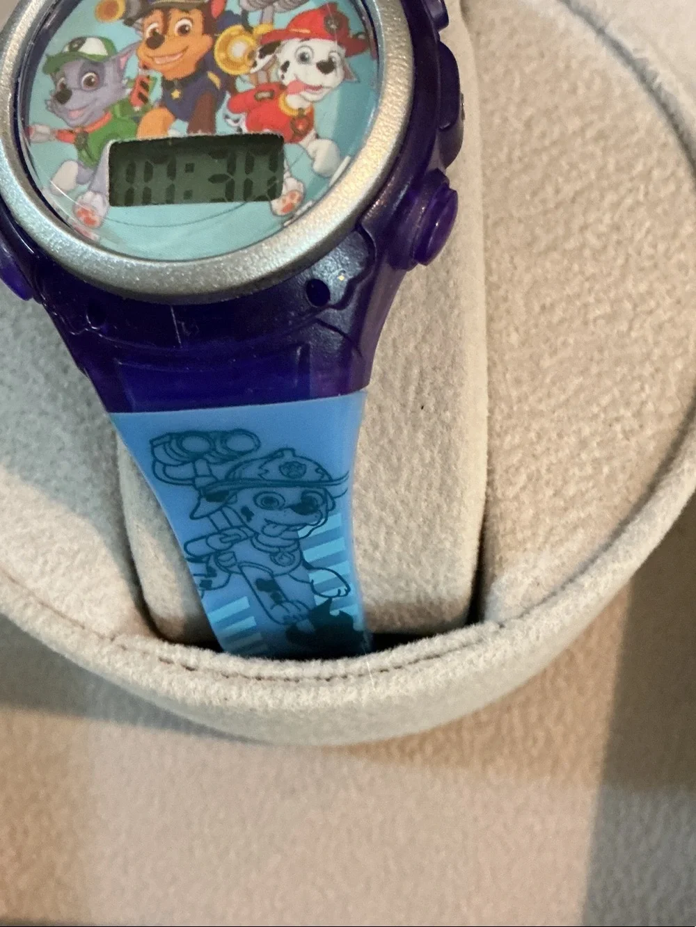 PAW PATROL Nickelodeon Kids Digital Watch - Purple and Light Blue Strap 7” Max